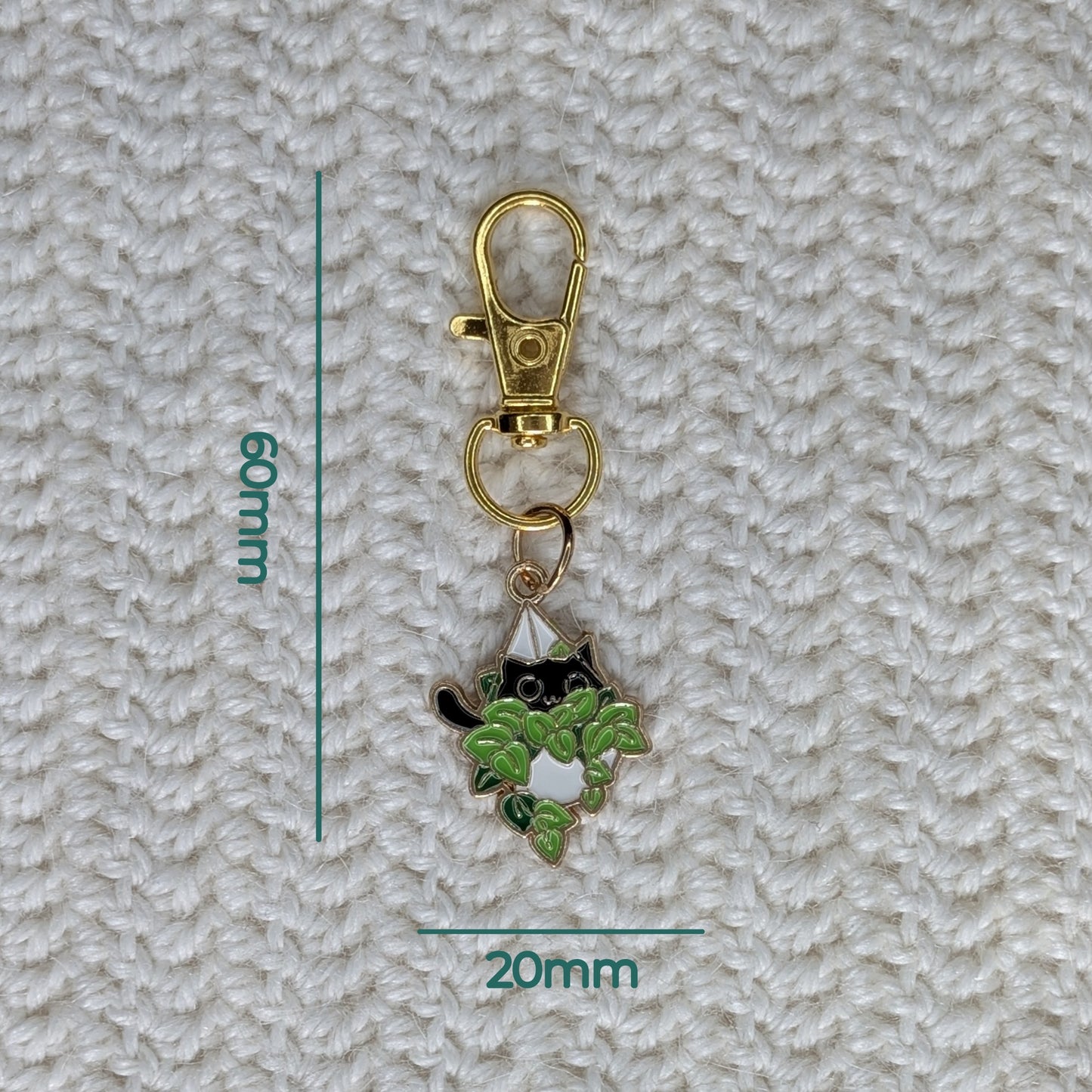 Marqueur de maille Chat & Plante suspendue – Crochet, Tricot & Porte-clés