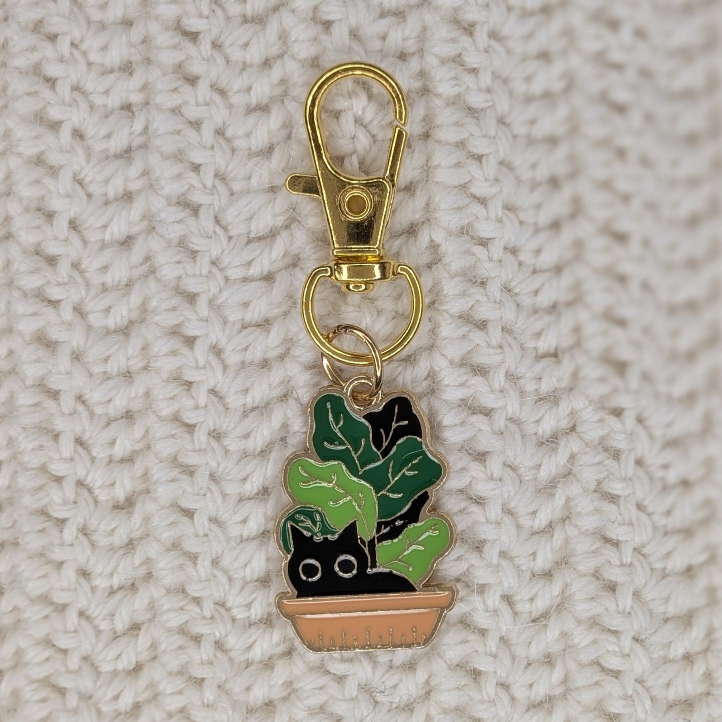 Marqueur de maille Chat & Plante – Crochet, Tricot & Porte-clés