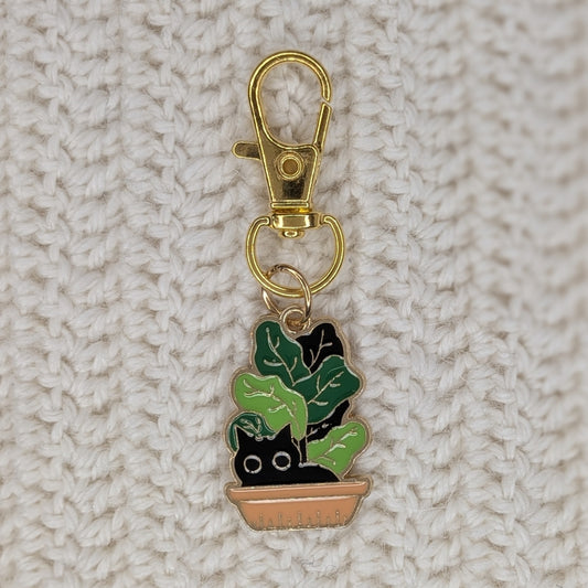 Marqueur de maille Chat & Plante – Crochet, Tricot & Porte-clés